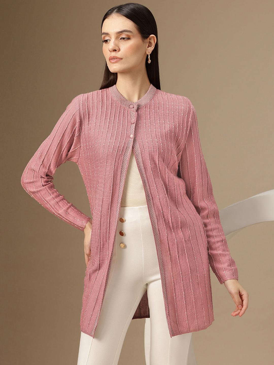 Buy Chemistry Striped Woollen Longline Cardigan - Sweaters for