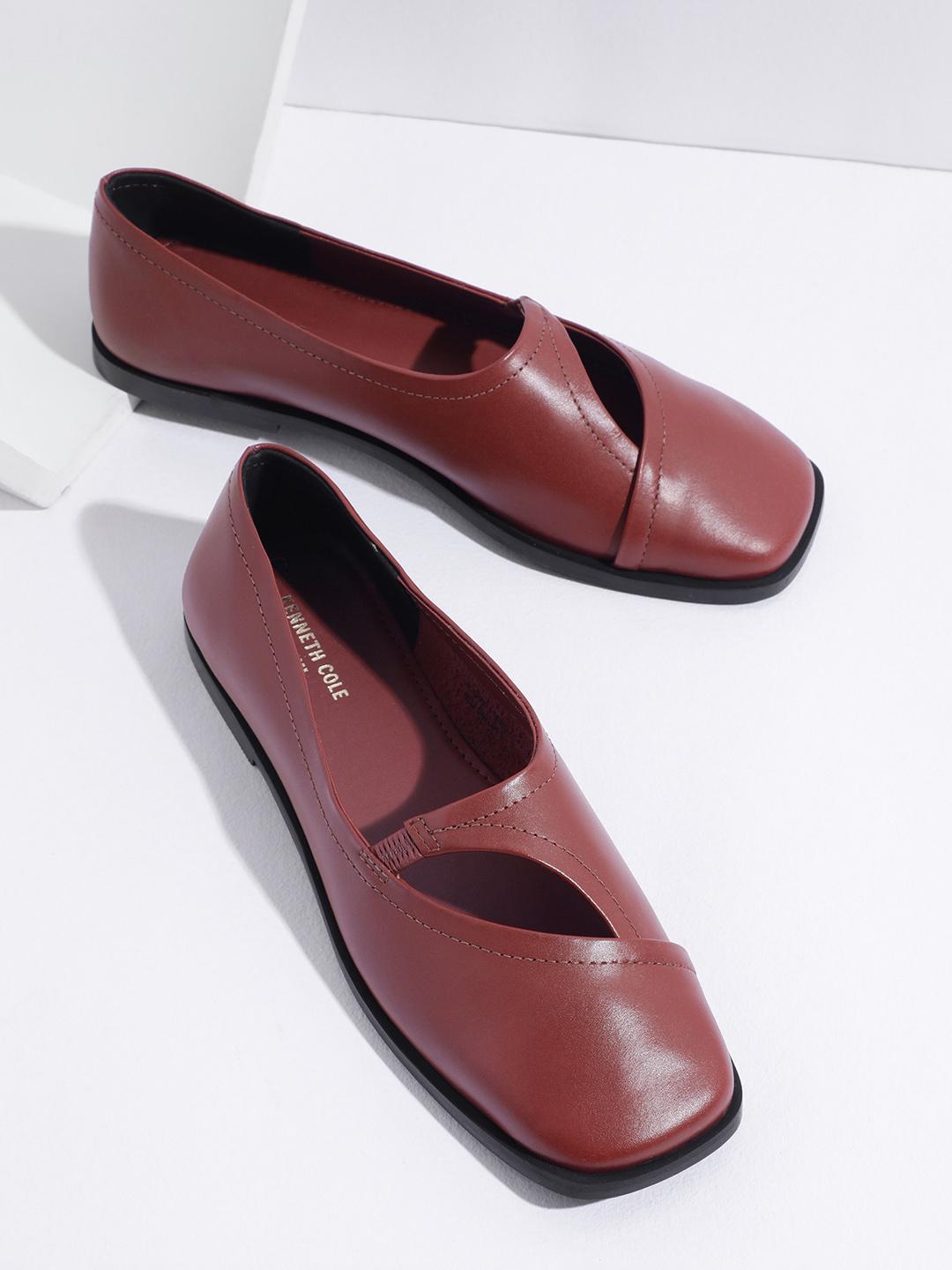 Kenneth Cole Leather Women Everyday Slip-On Shoes With Cut Out Detail