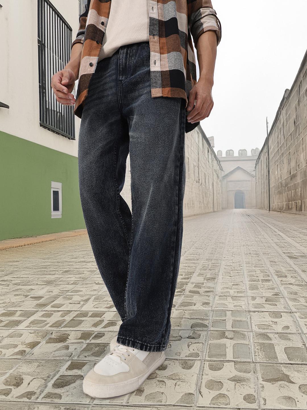 Buy Urbano Fashion Men Loose Relaxed Fit Heavy Fade Jeans Jeans