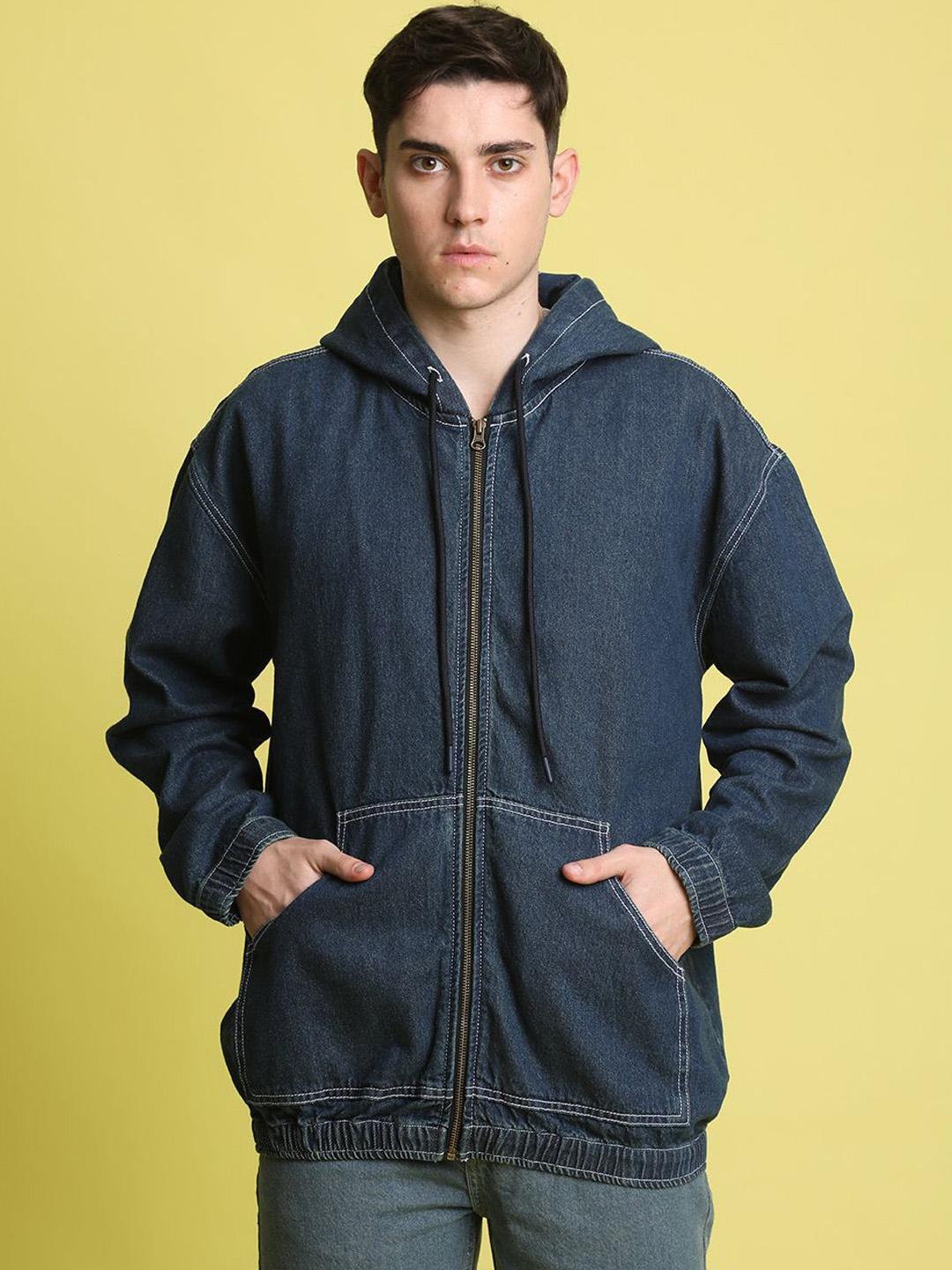 Buy Bene Kleed Washed Hooded Oversized Denim Jacket - Jackets for