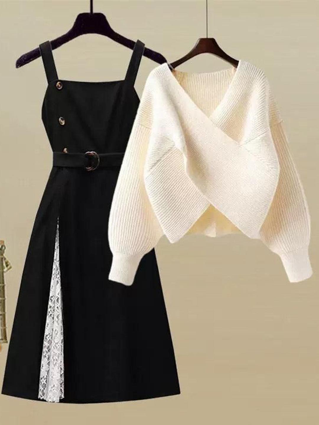 Miss Mosa By Akanksha Black Victoria Woolen Coord Set - Image 1