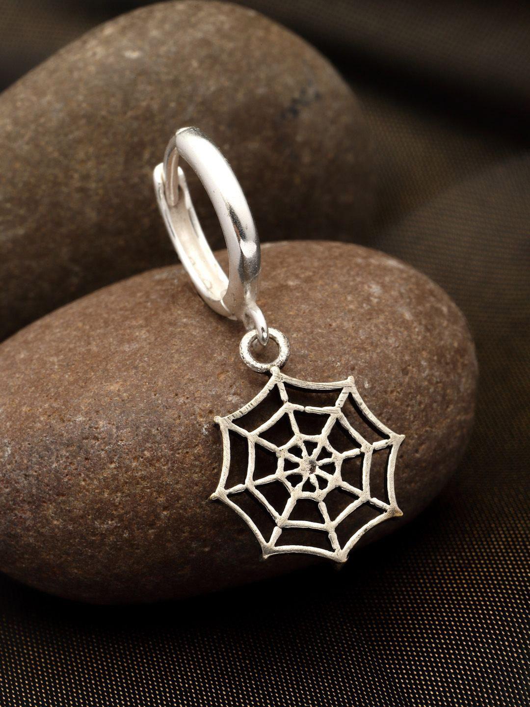Buy Sanjog Silver-Plated Spider Web Drop Hoop Quirky Antique Drop