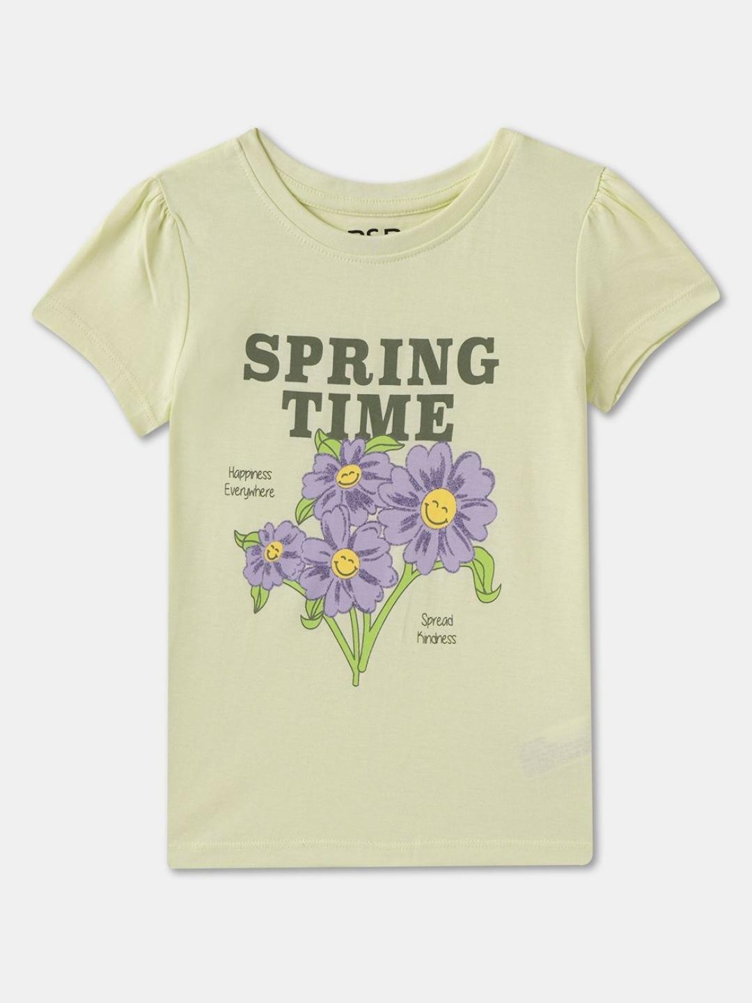 【R&B】Lady Buy R&B Girls Graphic Printed Round Neck Cotton T-shirt - Tshirts