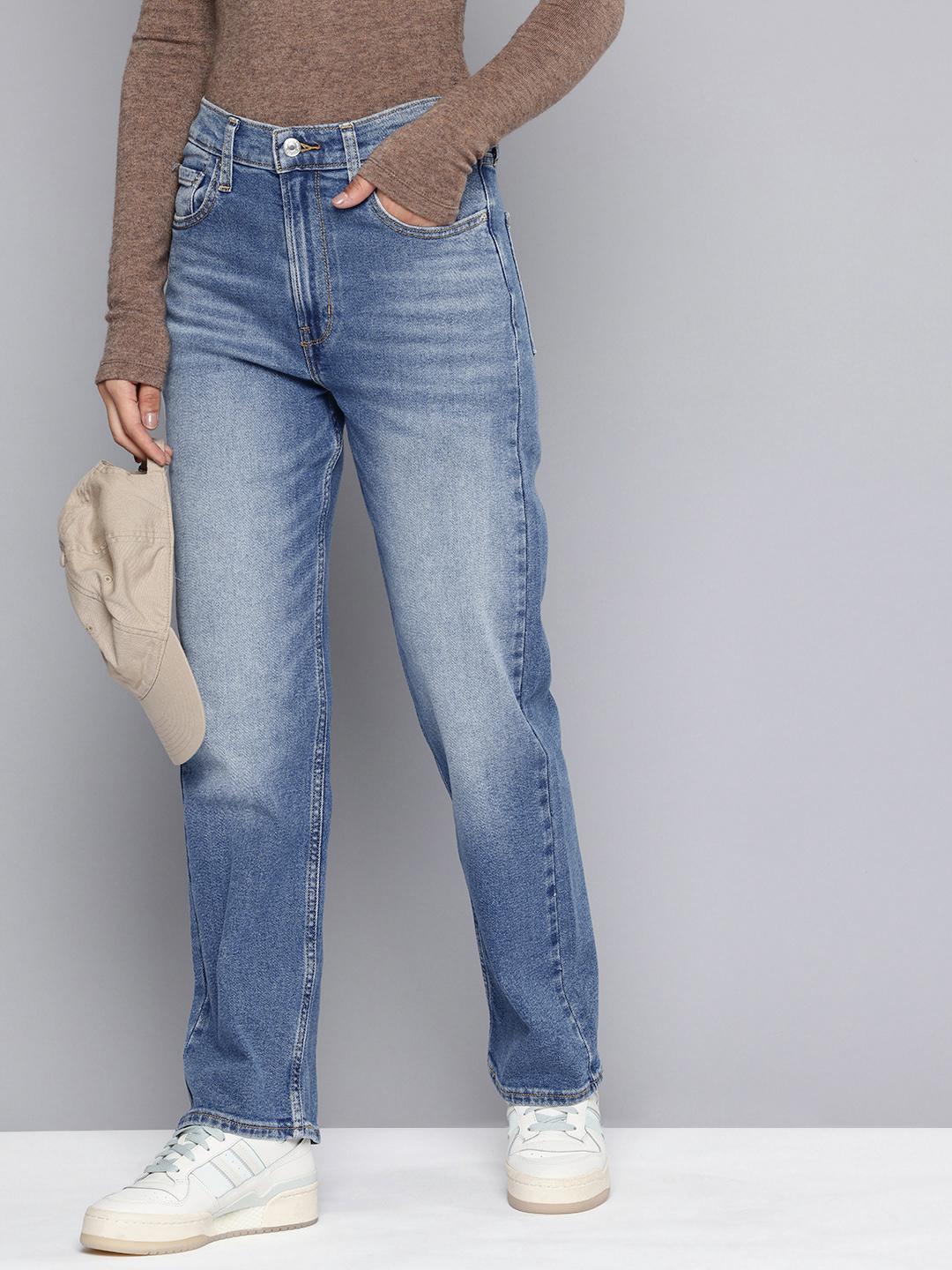 Buy Levis Women Ribcage Slim Straight Fit High-Rise Heavy Fade