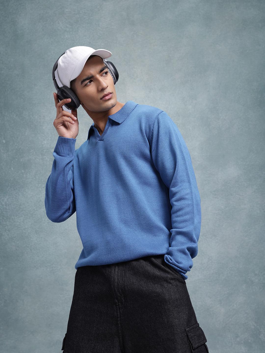 Roadster Men Polo Neck Pure Cotton Pullover - Image 1
