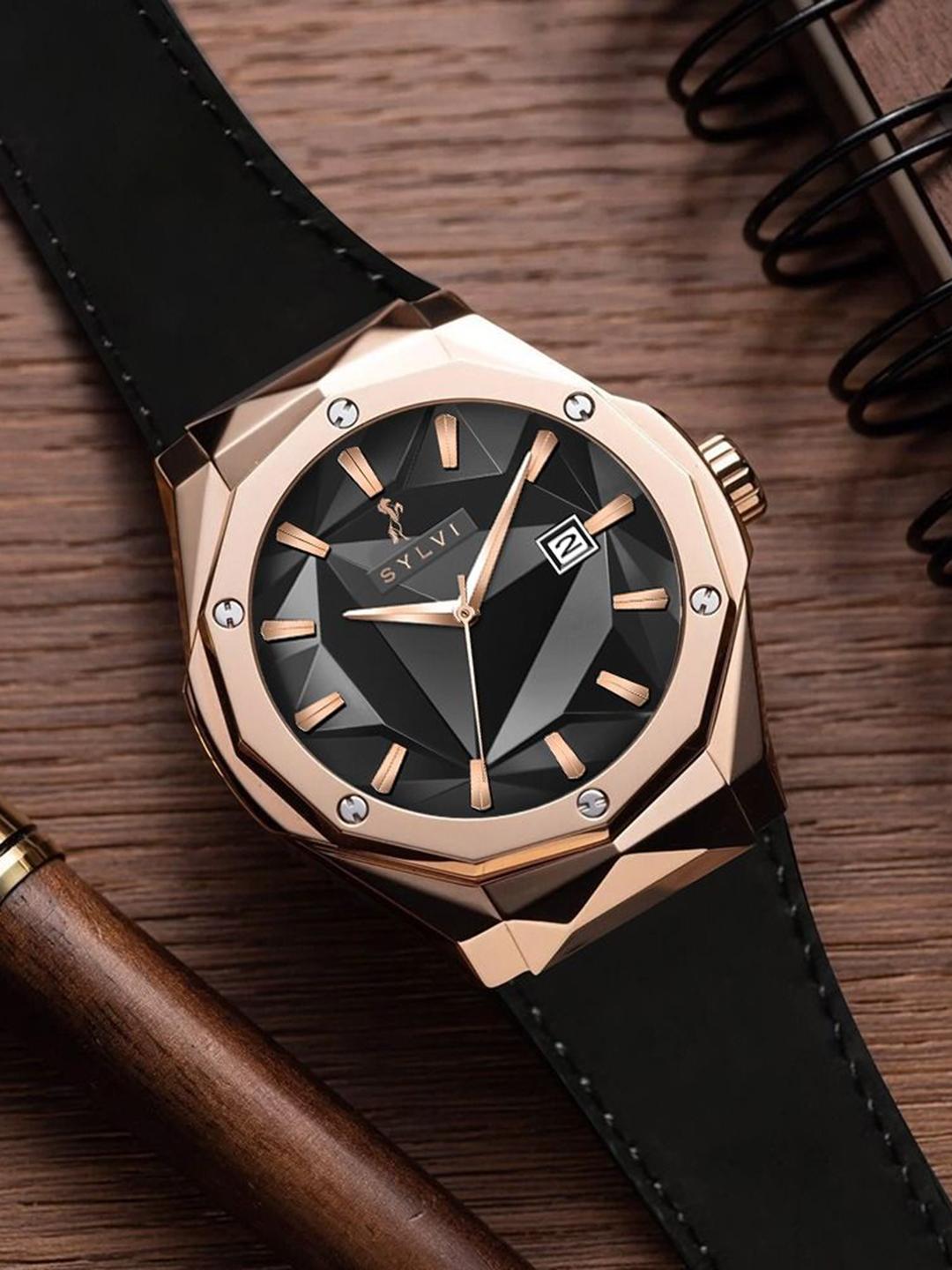 Sylvi Men Patterned Dial & Straps Analogue Watch SY-1118-rosegold - Image 1