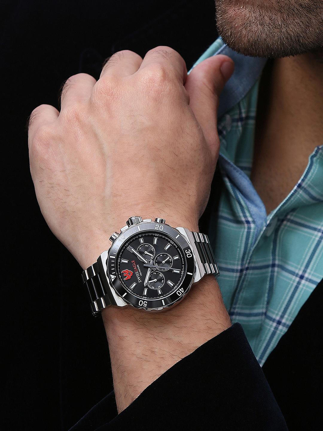 Buy Swiss Eagle Men Dial & Stainless Steel Bracelet Style Straps