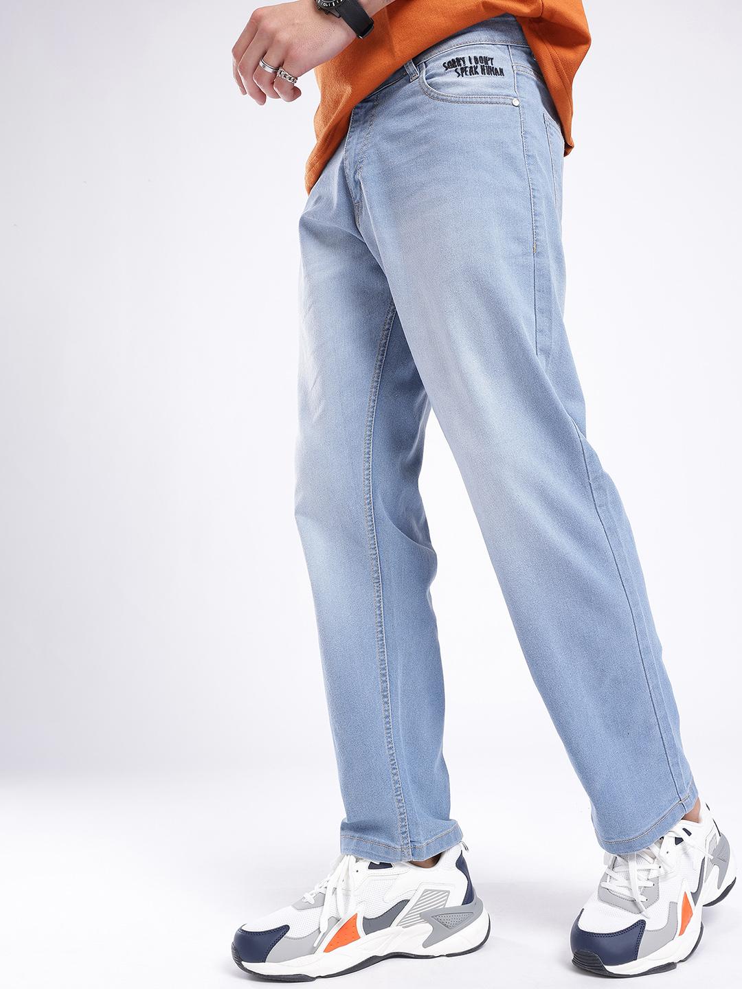 glitchez Men Straight Fit Light Fade Stretchable Jeans