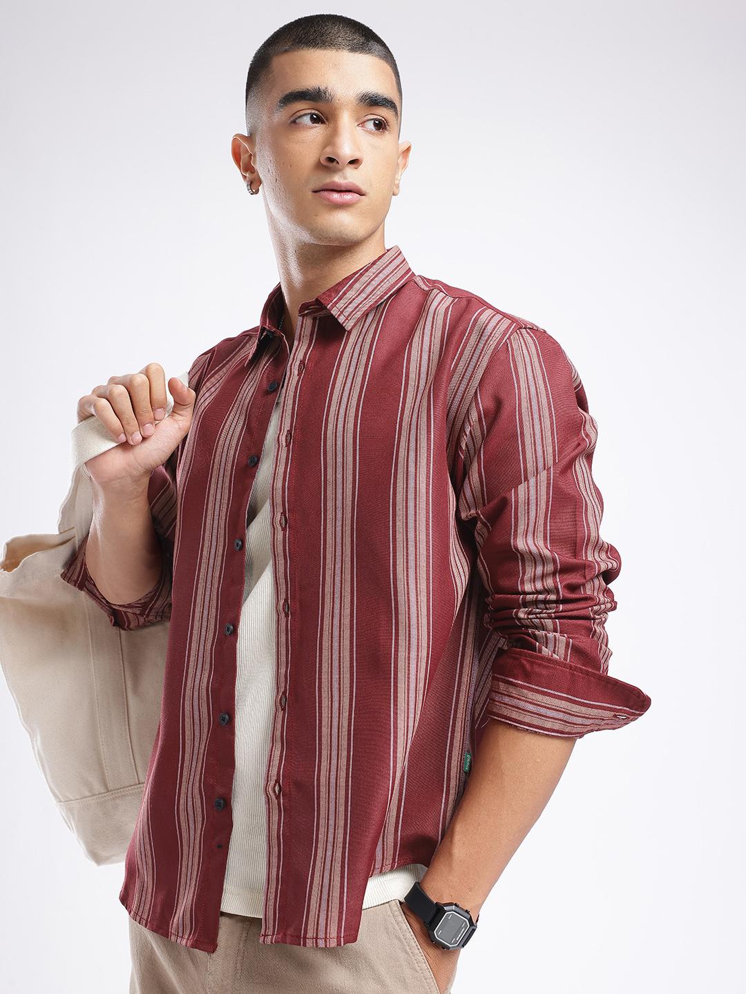 Buy glitchez Vertical Striped Relaxed Fit Casual Shirt - Shirts