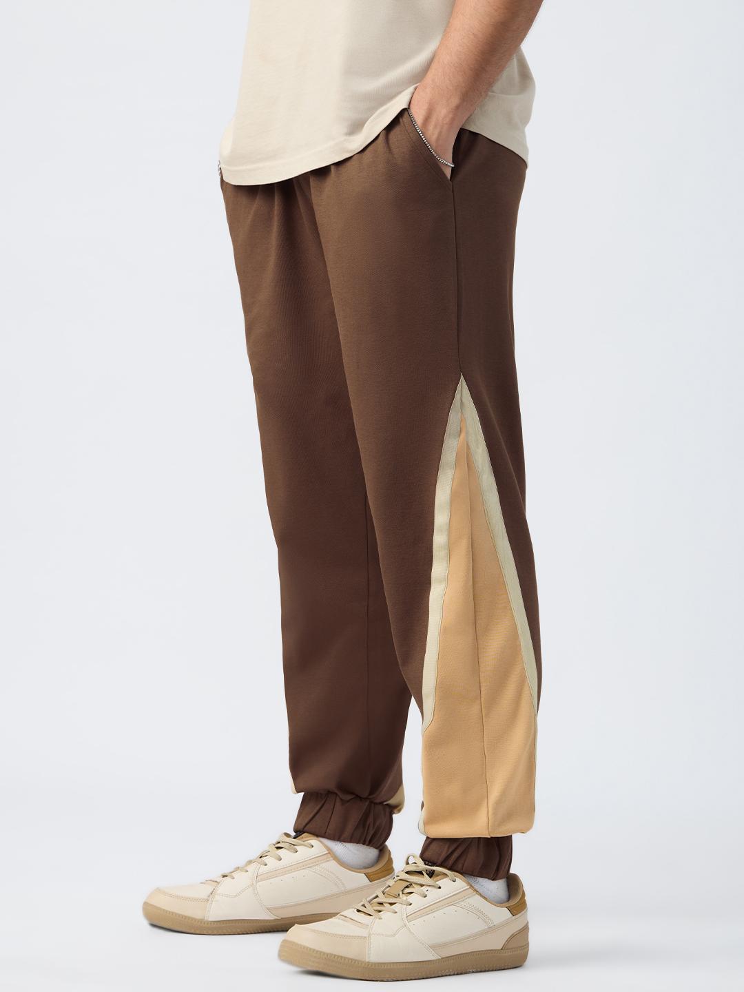 Buy The Souled Store Men Colourblocked Joggers Mocha Track Pants