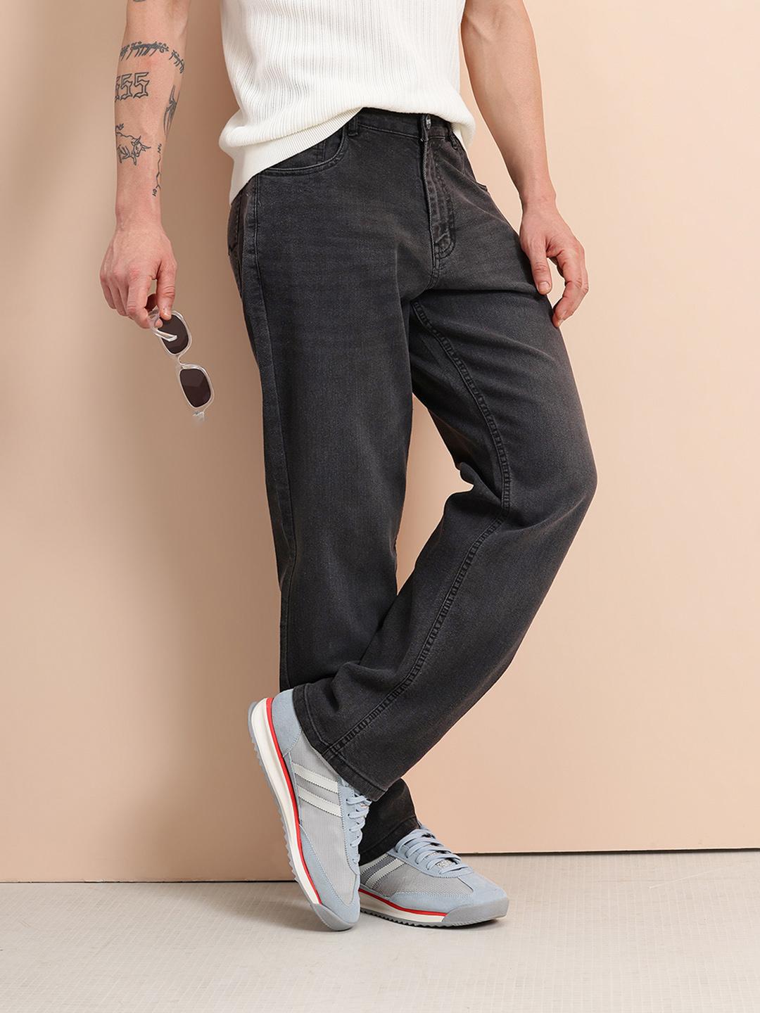 Mast & Harbour Men Straight Fit Mid-Rise Light Fade Stretchable Jeans - Image 1