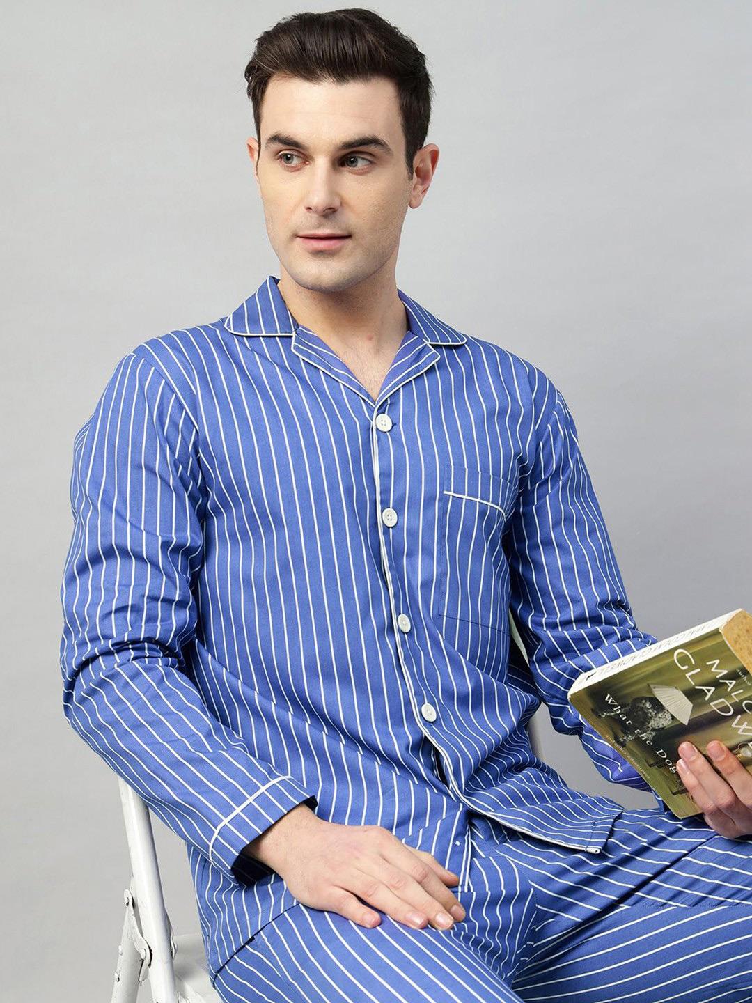 Buy Hancock Men Striped Printed Cotton Night suit Night suits