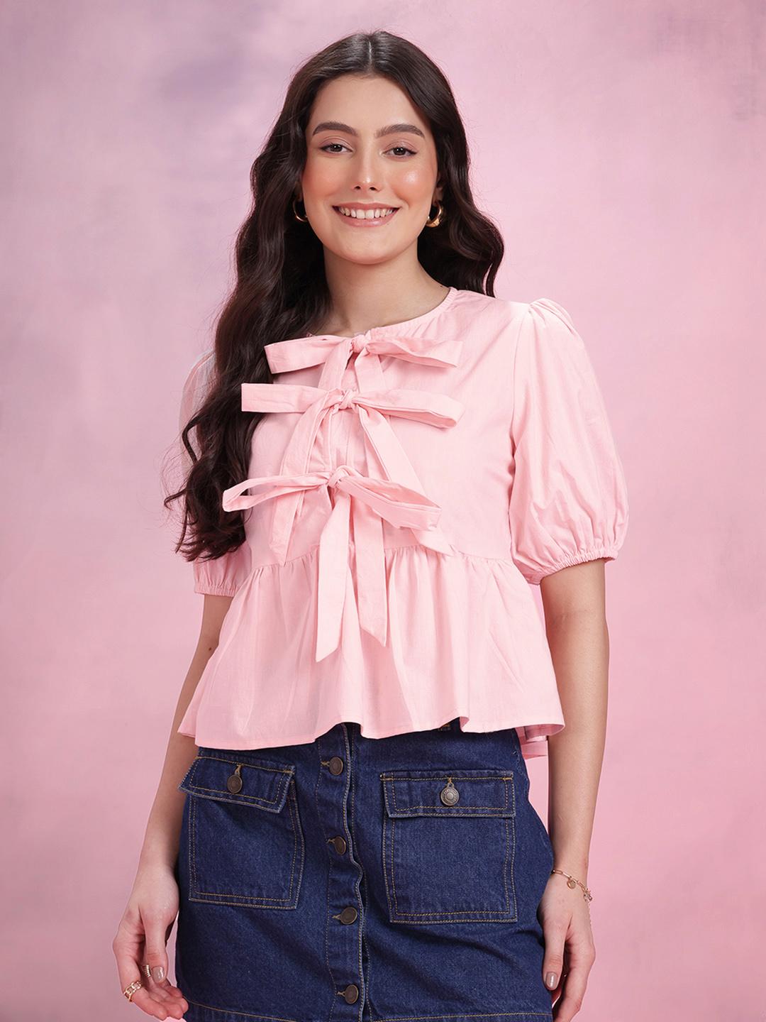 Nini ribbon tops andmary pink andmary ANDMARY】Nini ribbon tops