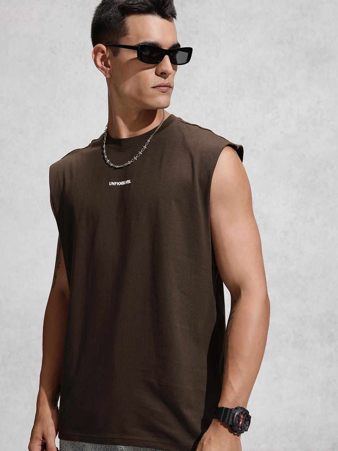 Buy WROGN Pure Cotton Oversized Sleeveless T-shirt - Tshirts for