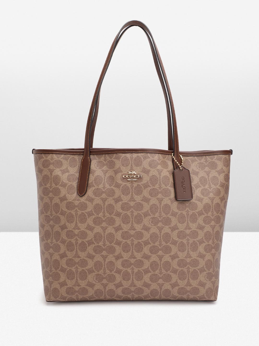 Buy Coach Canvas Brand Logo Textured Structured Shoulder Bag