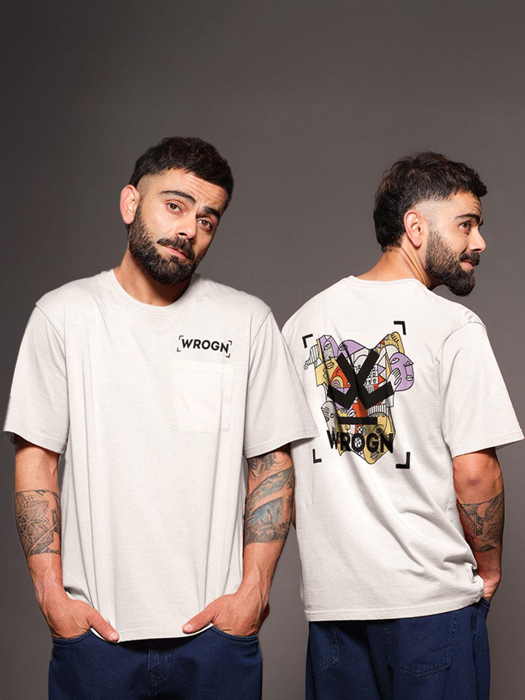WROGN Men Graphic Printed Round Neck Cotton Oversized T-shirt - Image 1