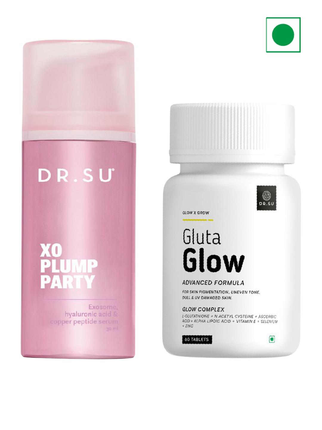 Buy Dr. Su Set Of 2 Gluta Glow - 60 Tablets & Xo Plum Party Serum - 30ml -  Skin Care Combo for Unisex 32772938 | Myntra