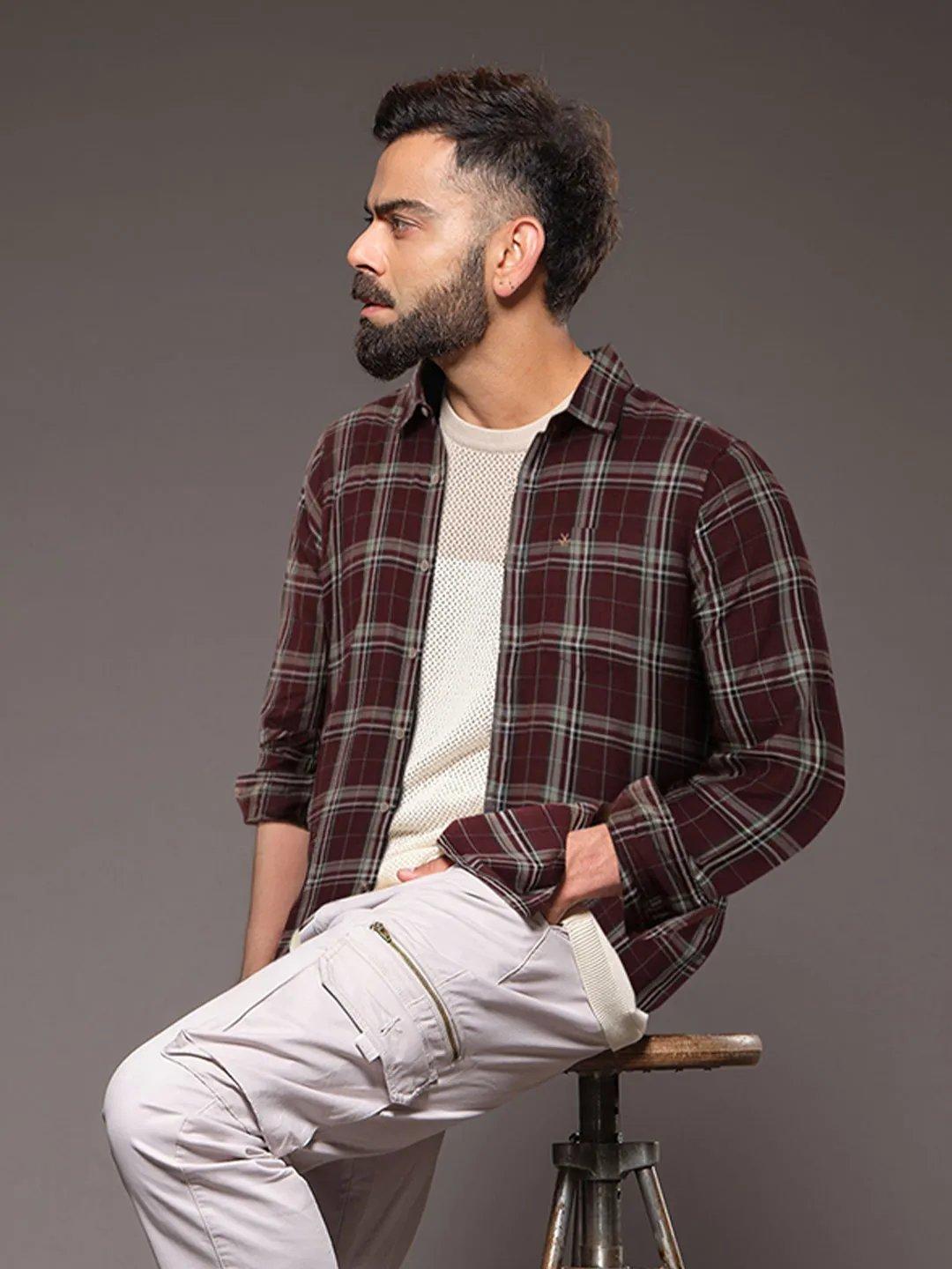 WROGN Men Slim Fit Tartan Checks Casual Shirt