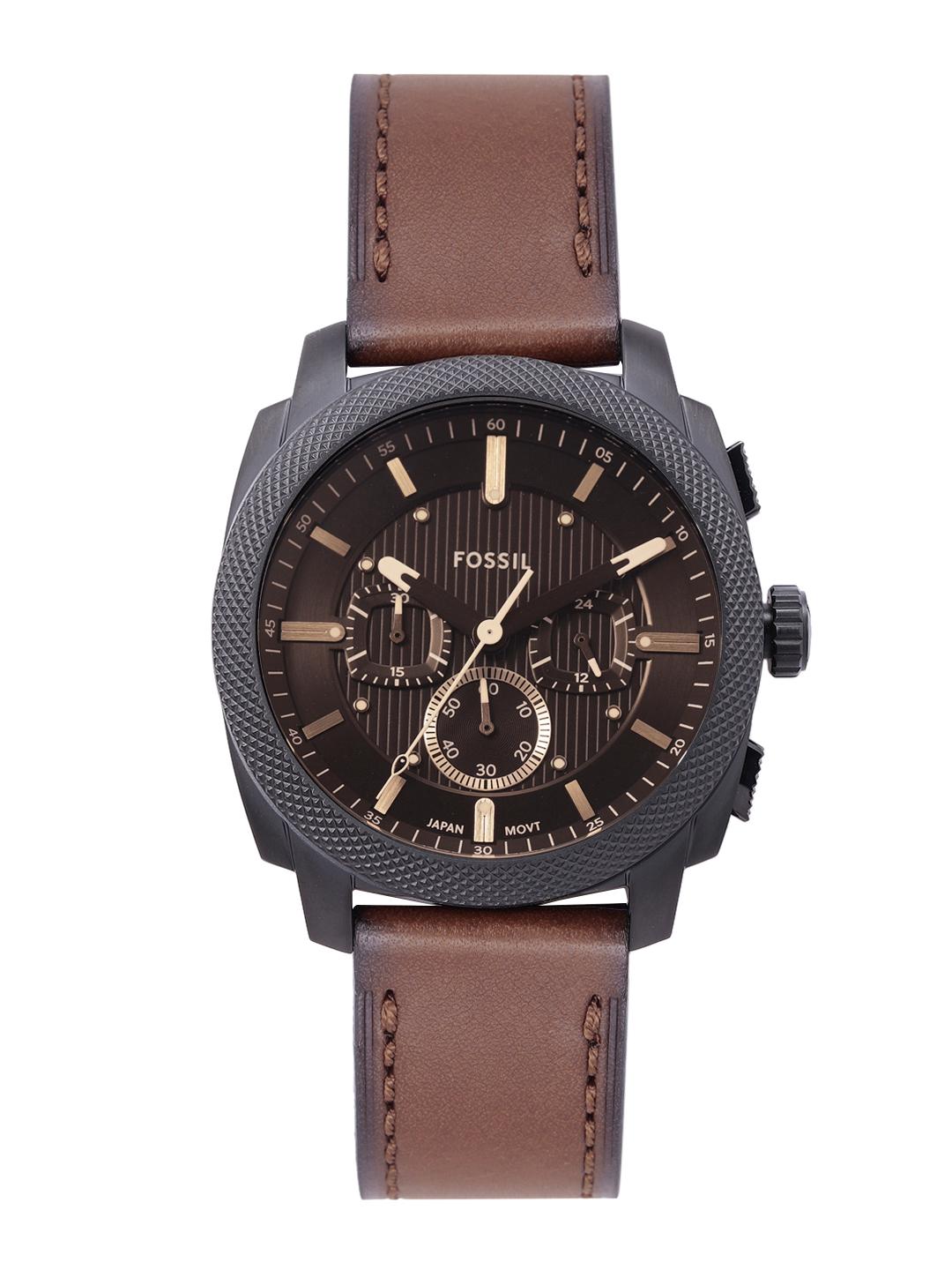 Fossil Men Machine Leather Chronograph Watch FS6101I