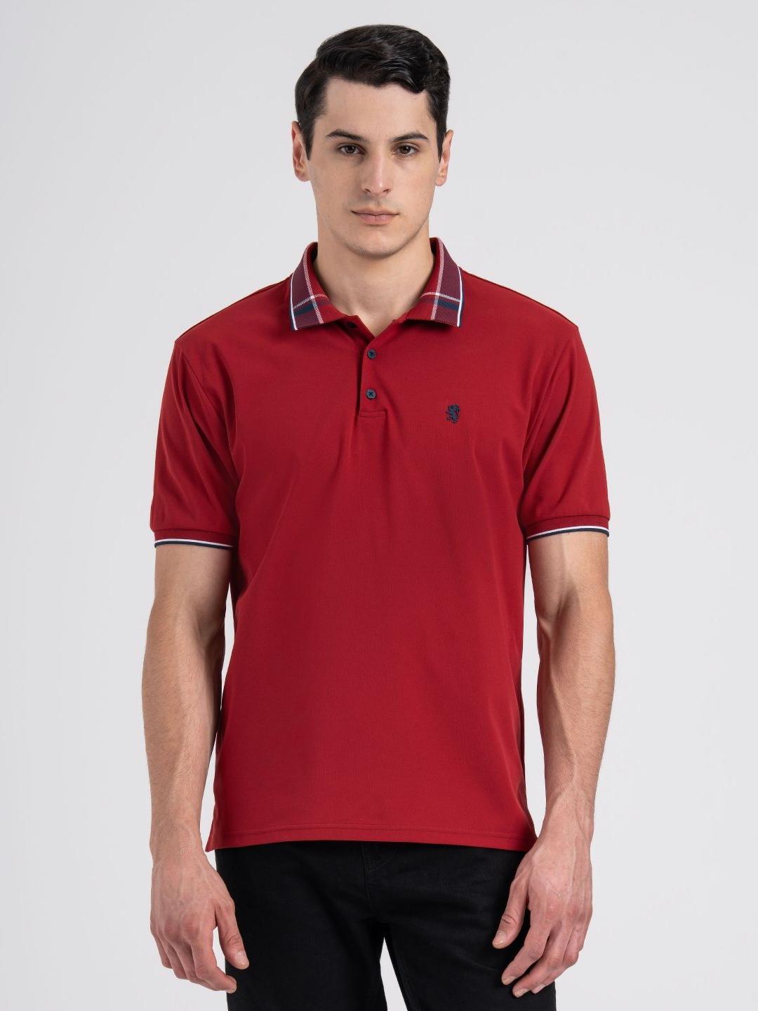 Buy Red Tape Men High Stretch Jacquard Collar Polo T-Shirt