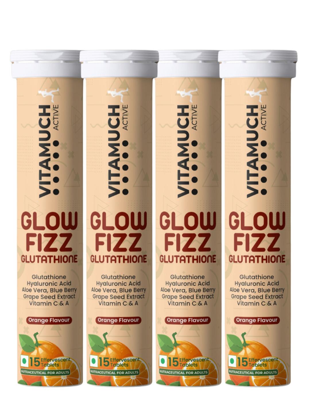 Buy Vitamuch Set Of 4 Glow Fizz Orange Tablets -15 Tablets Each - Skin  Supplements for Unisex 33025402 | Myntra