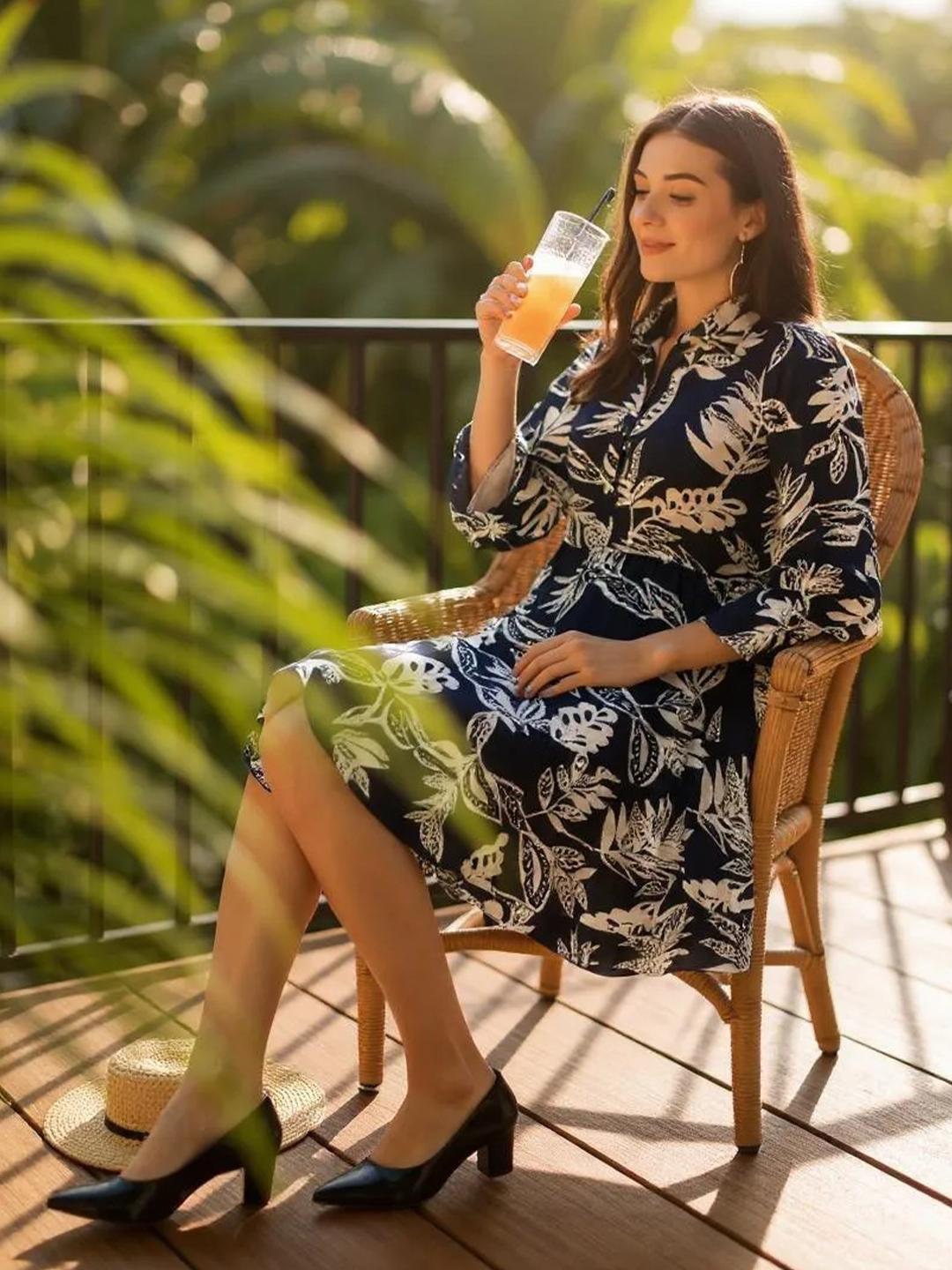 slim fit dress slacks Joseph Ribkoff Pink/Multi Tropical Print Fit and Flare Dress Style 242015 main image 1