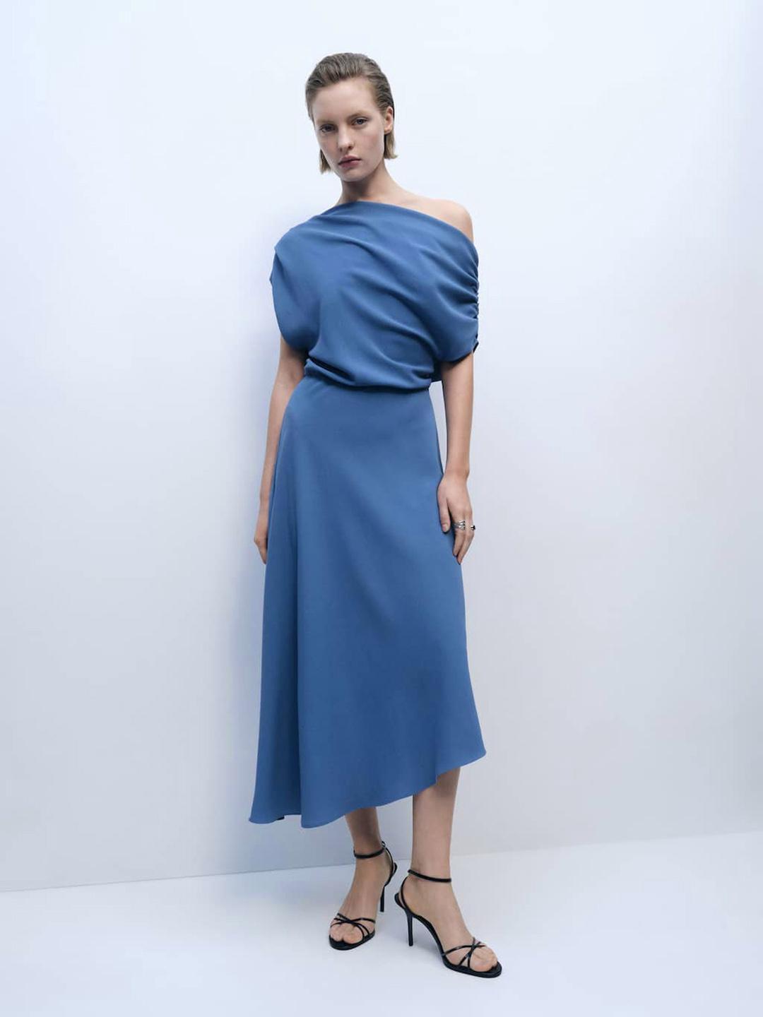 mango blue asymmetric dress Mango Cielo Asymmetric Floral Dress, Medium Blue