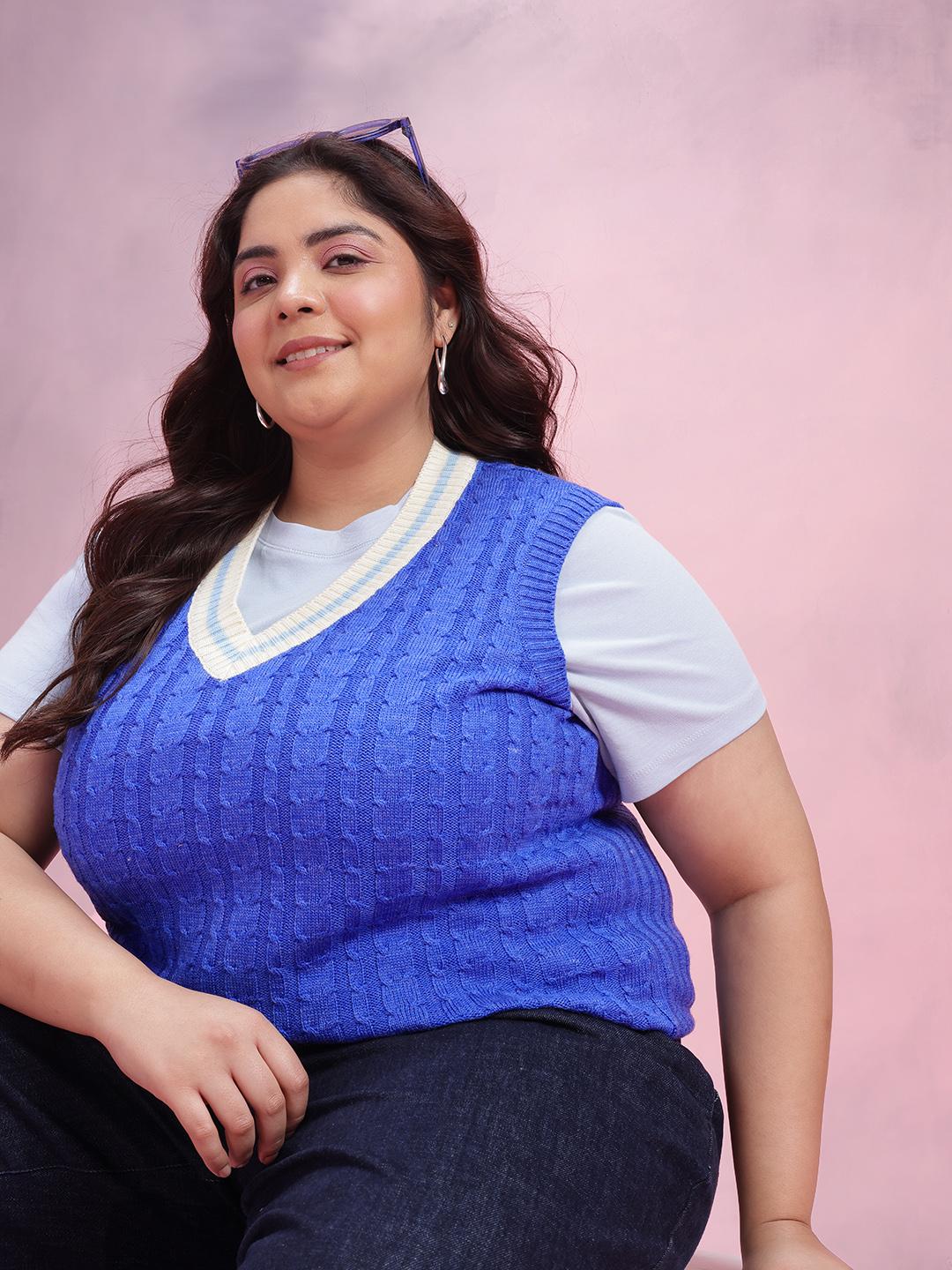 Buy DressBerry Curve Women Cable Knit Acrylic Sweater Vest