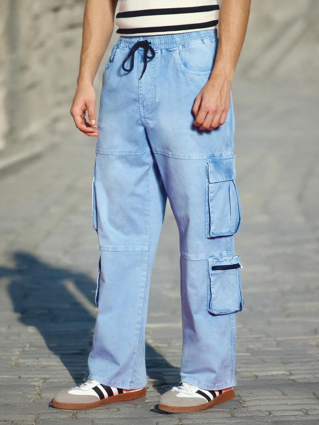 Buy Urbano Fashion Men Loose Baggy Fit Travel Cargo Jeans With 8