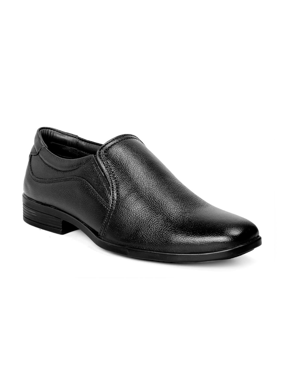 Buy bacca bucci Men Black Leather Formal Slip-On Shoes Formal