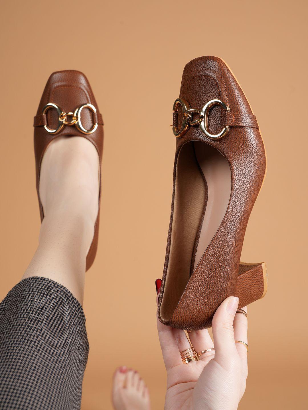 Lavie Women Tan Embellished Party Block Heels Pumps