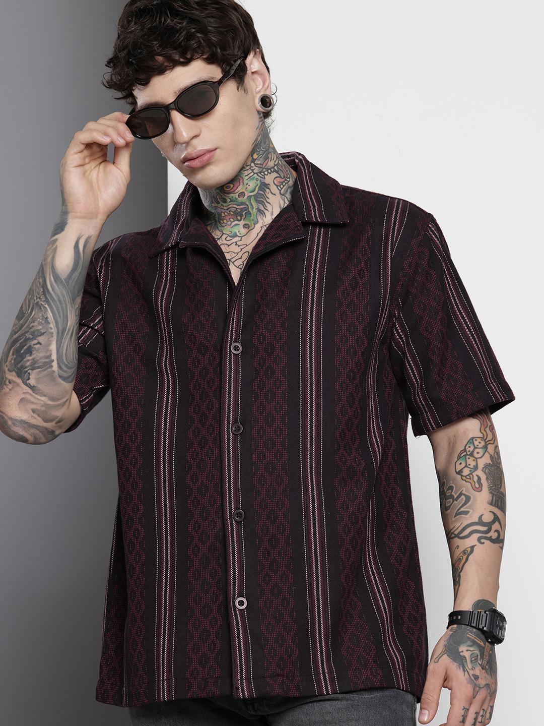 The Indian Garage Co Men Relaxed Fit Striped Resort Shirt