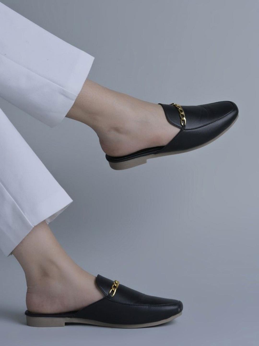 Buy JM Looks Women Slip-Ons Faux Leather Gold Chain Detail for