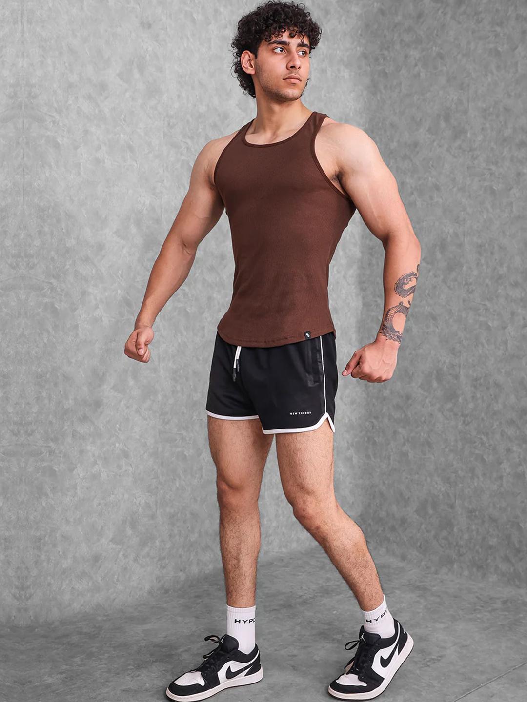 Buy New Theory Muscle-Up Ribbed Tank - Brown NTC01MURT01-Brown-S