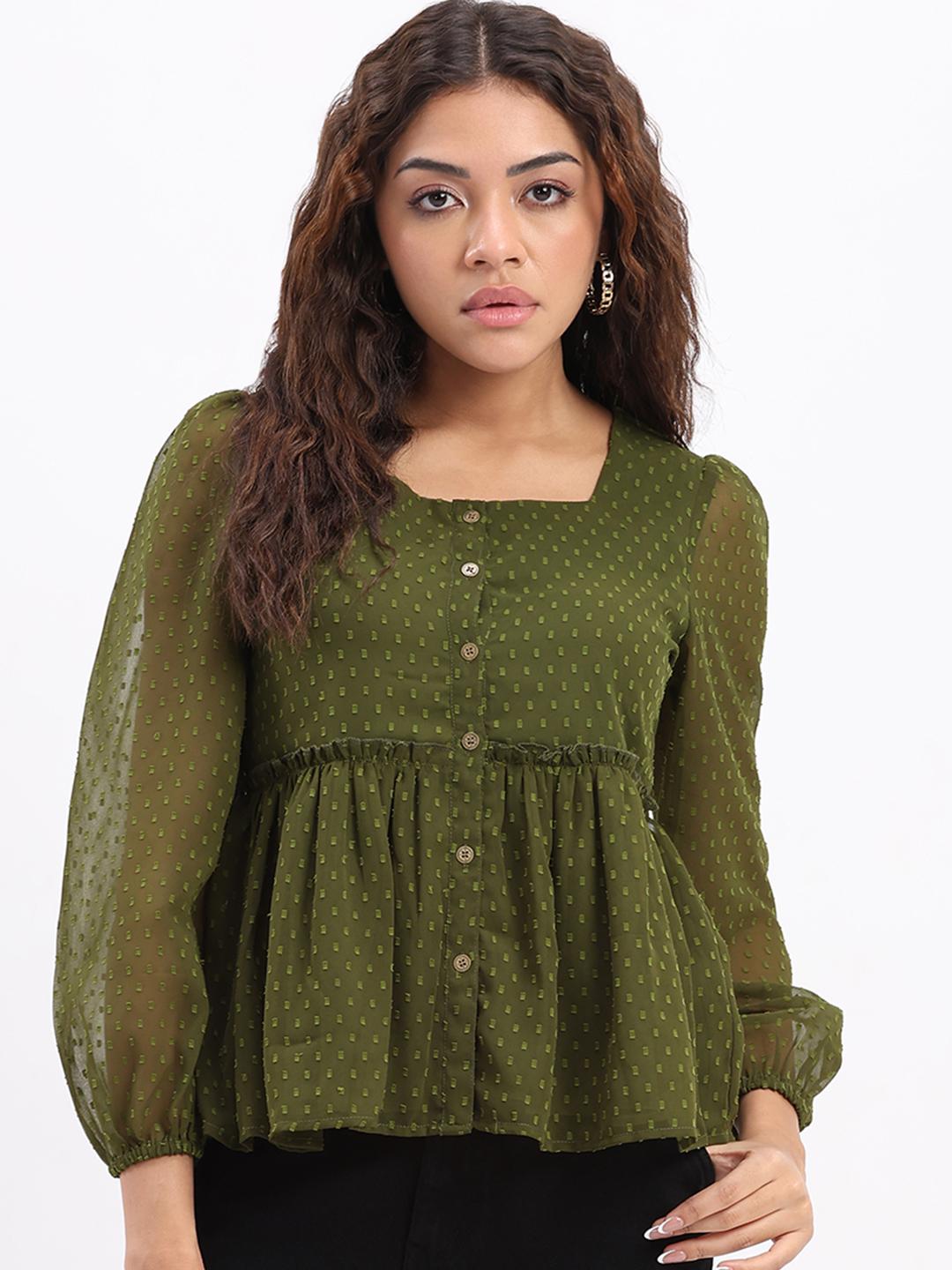 最終値下げ【euw】puff sleeve peplum top Buy SZN Women Puff Sleeve Georgette Peplum Top - Tops for Women