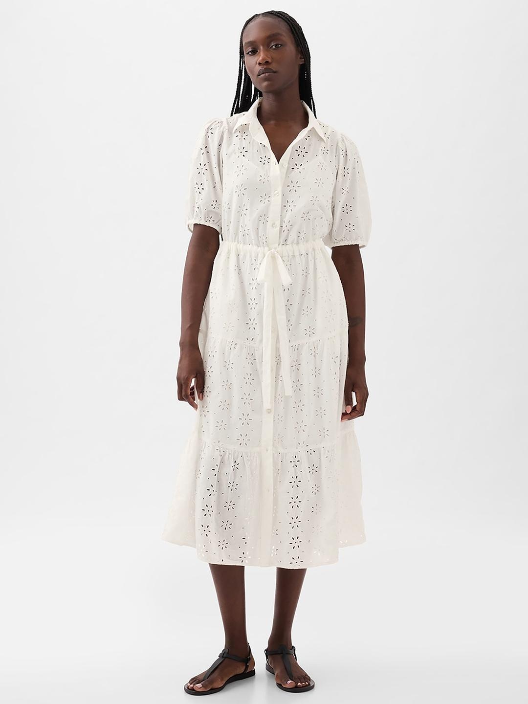 green emerald velvet dress Fit & Flare Midi Dress — GAP (International) main image 0