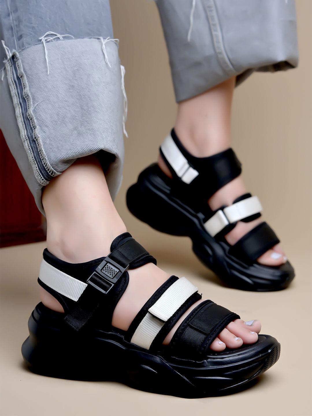 Shoetopia Women Comfort White Sandals with Buckles - Image 1