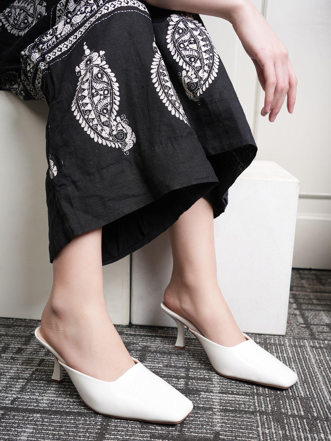 Buy DROP BOLD Women Square Toe Slim Heeled Mules Heels for Women