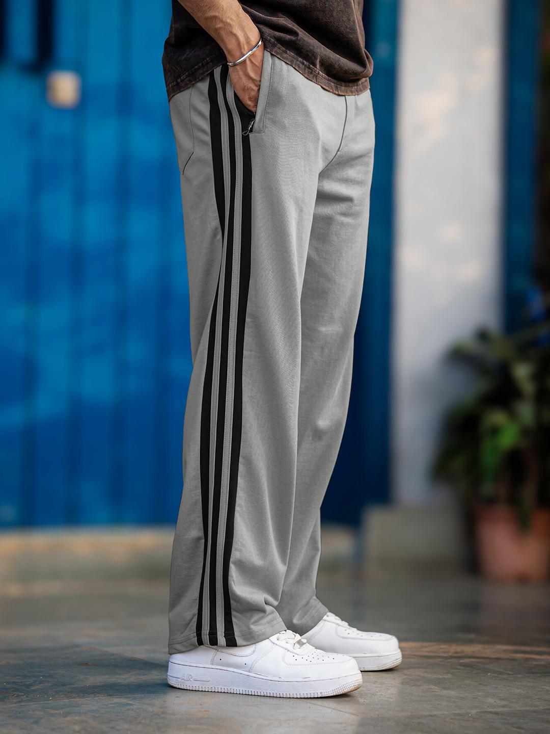 Buy Maniac Mens Striped Cotton Baggy-Fit Track Pants Track Pants