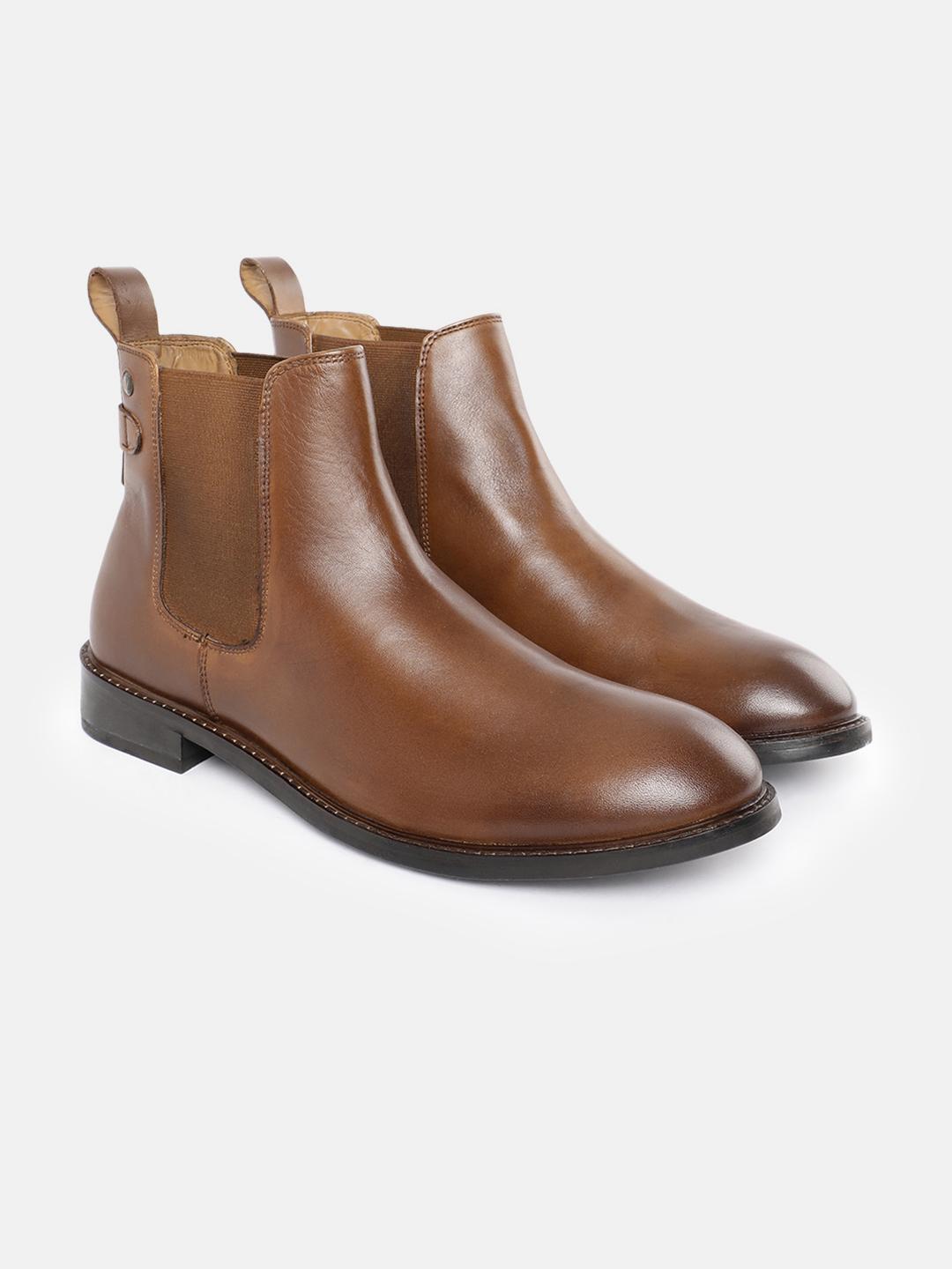 Van Heusen Men Leather Mid Top Chelsea Boots - Image 1