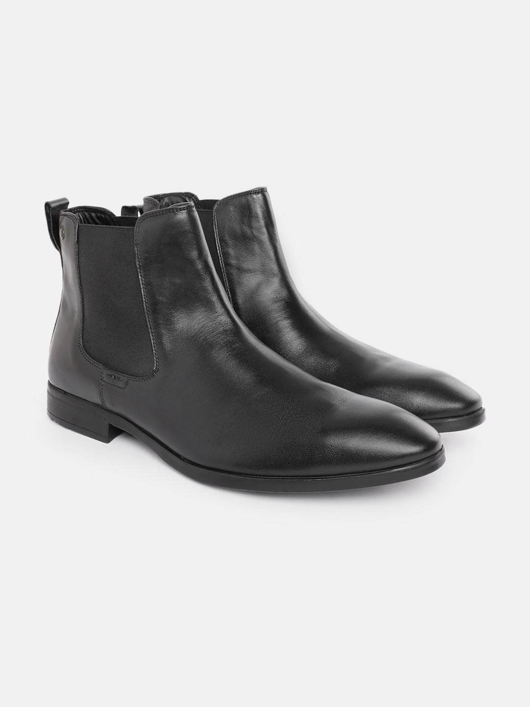 Van Heusen Men Leather Mid Top Chelsea Boots - Image 1