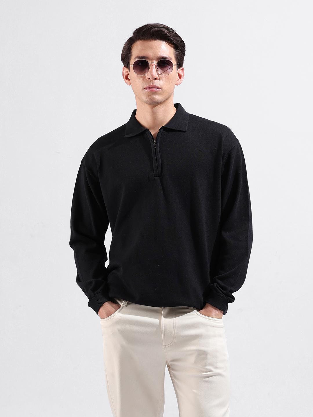 The Indian Garage Co Men Flat Knit Oversized Polo T-Shirt - Image 1