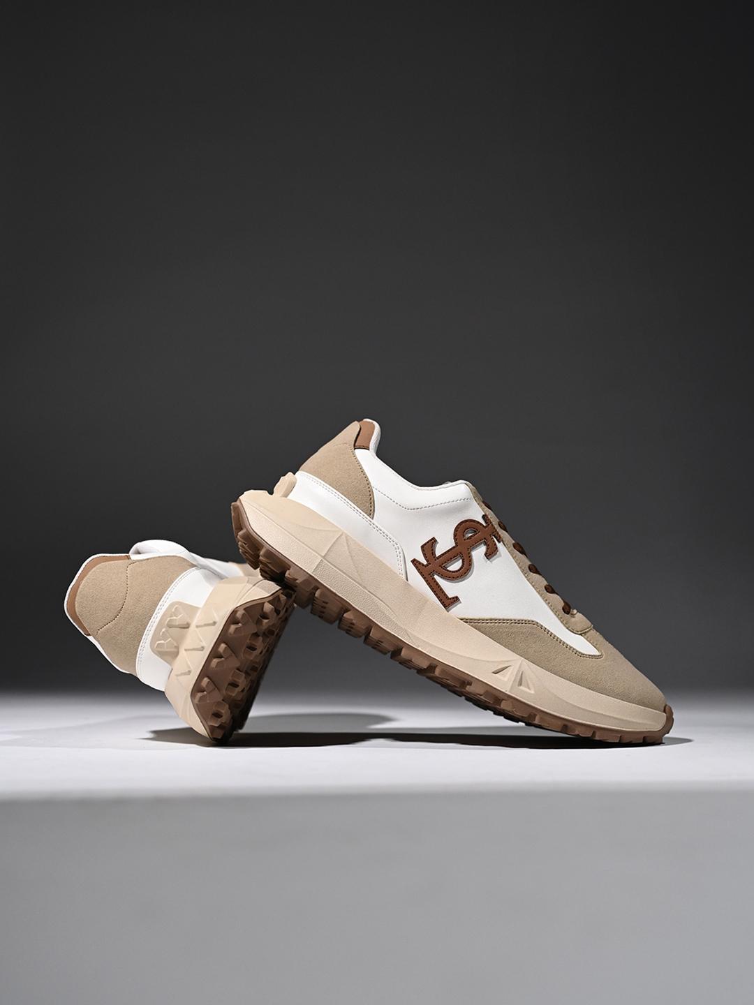 LOUIS STITCH Men Beige Lace Up Sneakers