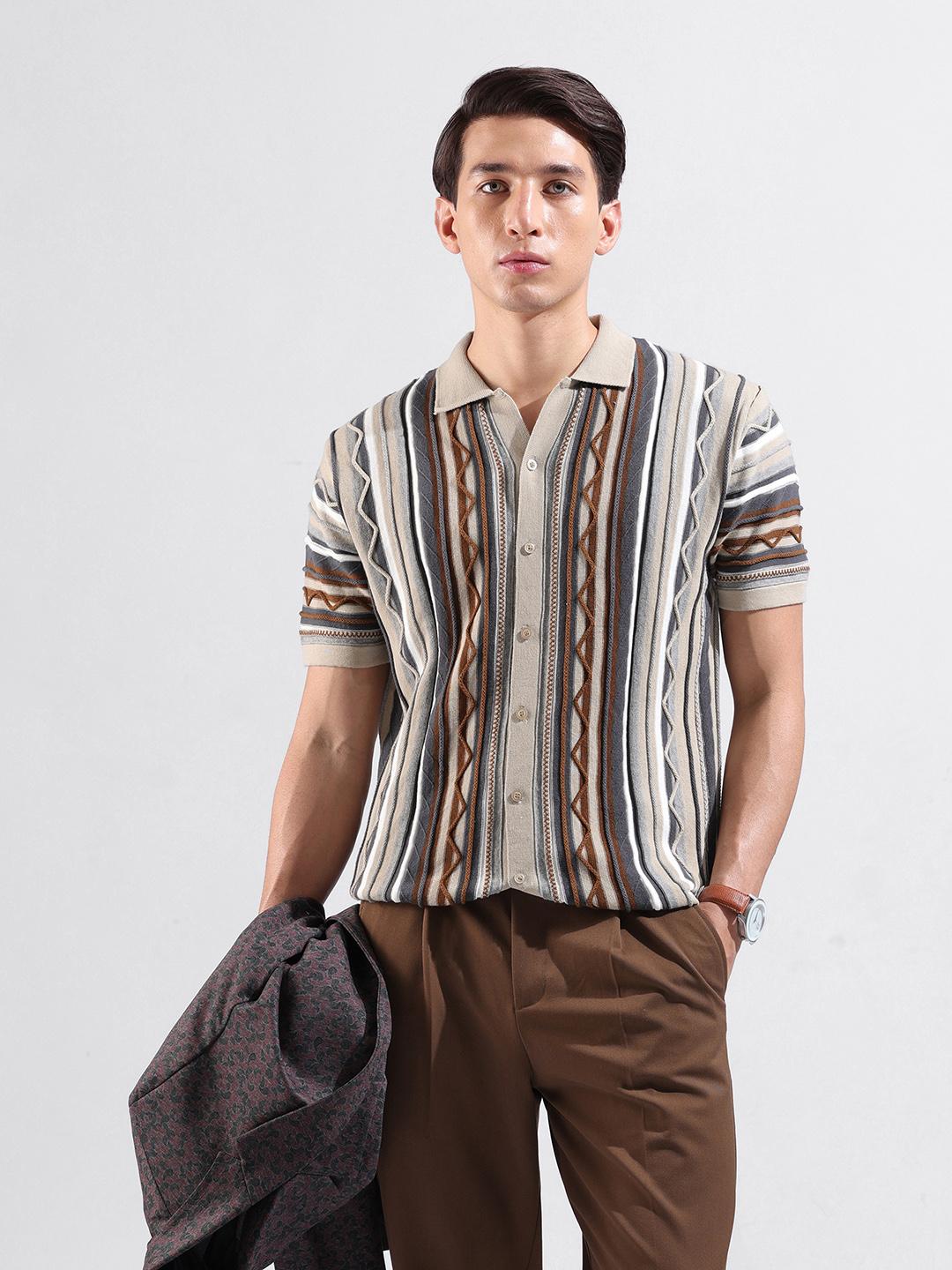 The Indian Garage Co Men Slim Fit Knit Shirt - Image 1