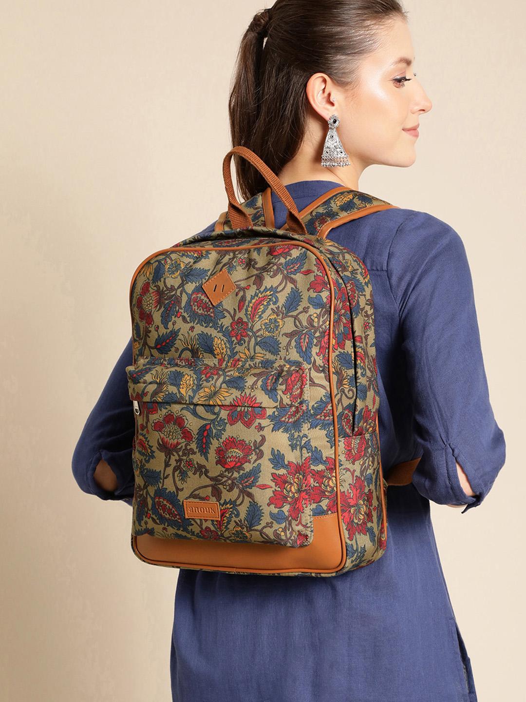 Buy Anouk Women Floral Printed Canvas Backpack Backpacks for