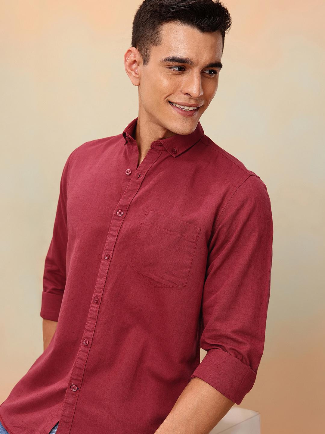 Mast & Harbour Men Standard Cotton Linen Casual Shirt - Image 1