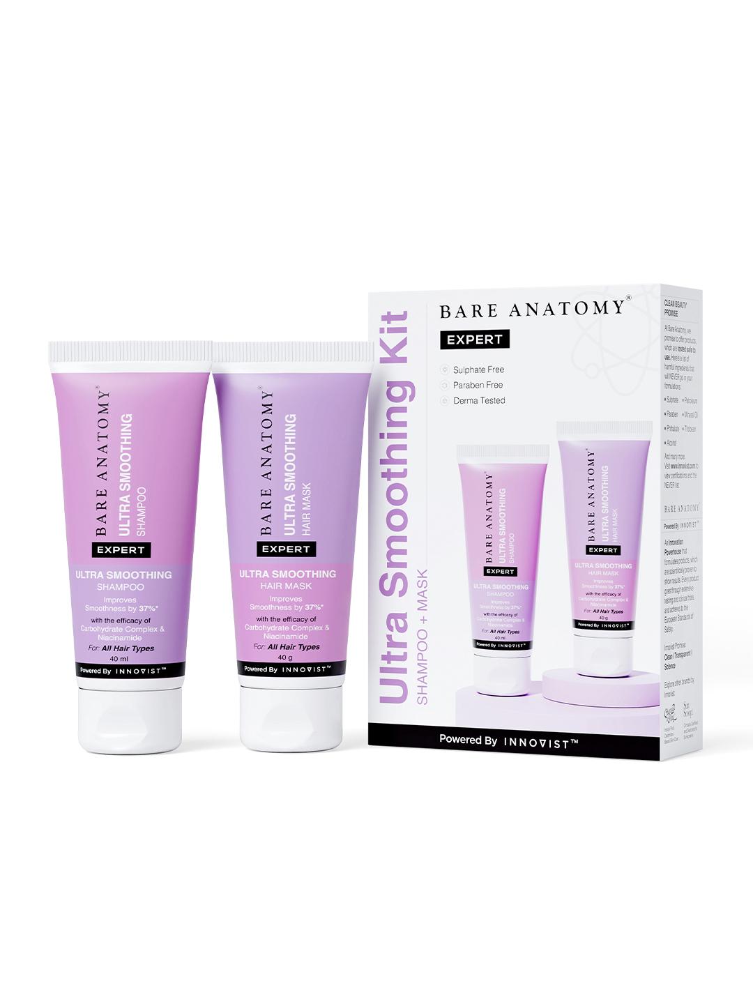 Bare Anatomy Ultra-Smoothing Shampoo & Hair Mask Set - 40ml Pack of 2 - Image 1
