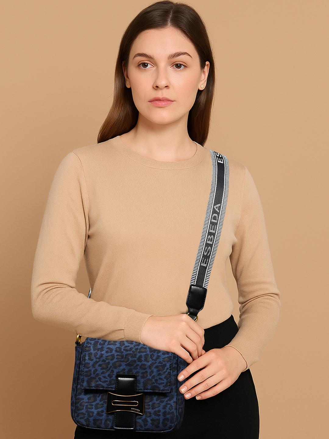 Buy ESBEDA Leopard Printed Baguette Sling Bag With Detachable