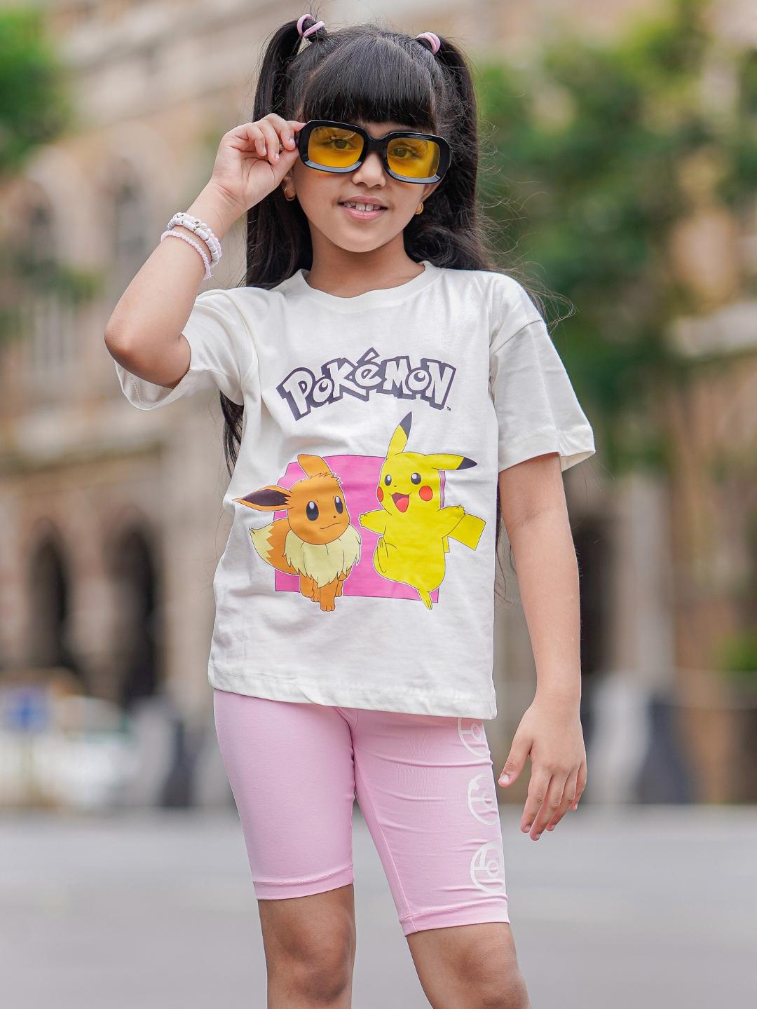 超希少品‼️ FAN OF PIKACHU&EEVEE Tシャツ Lサイズ未開封 Buy Nap Chief Girls Pikachu Eevee Printed Pure Cotton T-Shirt With