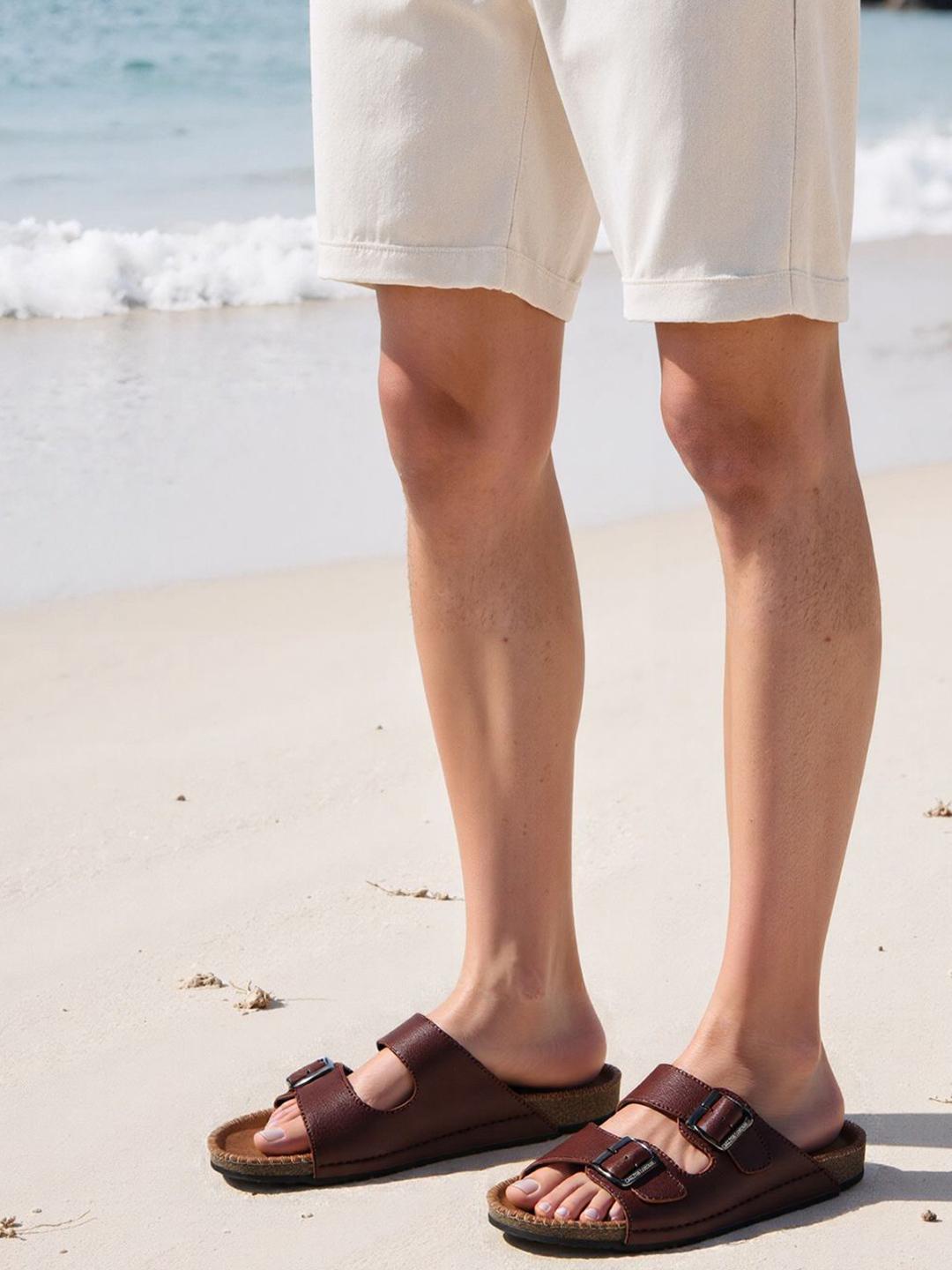 Carlton London Men Open Toe Velcro Comfort Sandals